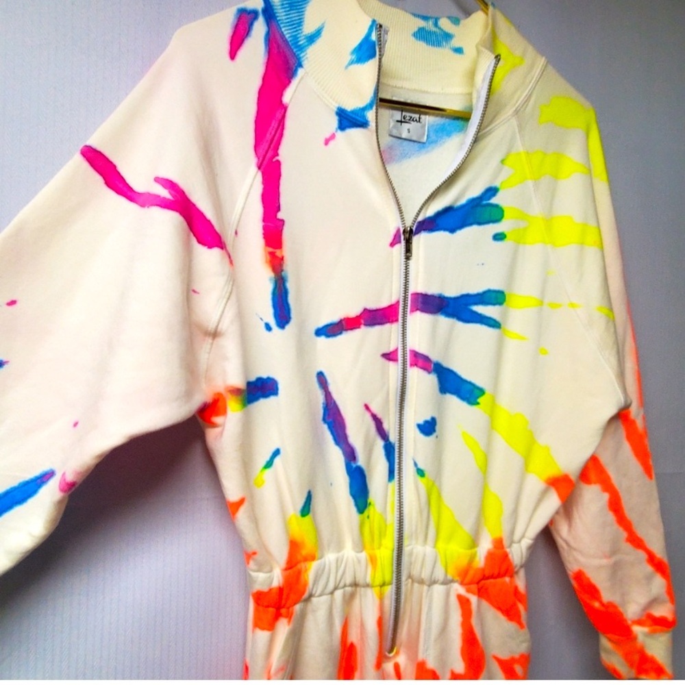 RESTORE SOFT TERRY JUMPSUIT NEON TIE DYE By LEZAT